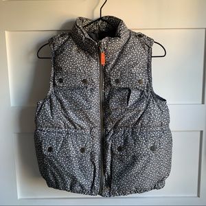 GAP | GUC Floral Gray Puffer Winter Vest with Pockets Girls XXL